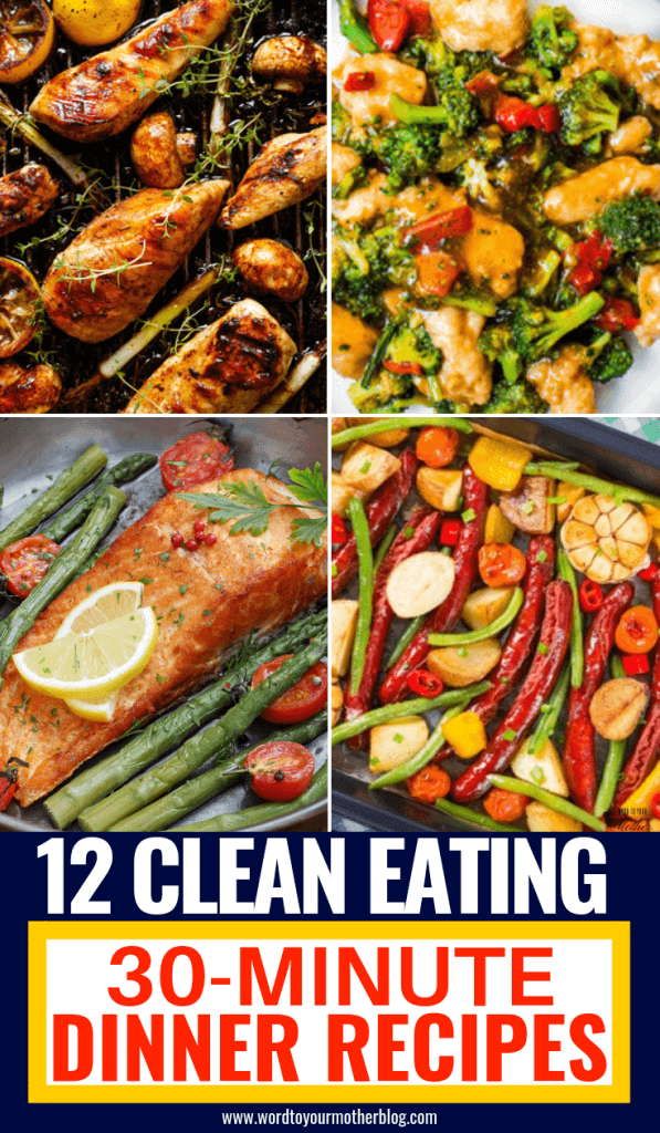 Healthy dinner recipes you can make in 30 minutes or less! Easy clean eating recipes for families to enjoy! Perfect to add to your weekly meal plan for weight loss these clean eating recipes are quick & delicious! From one pot chicken to low carb fish and clean eating beef and pork you’re guaranteed to find a new favorite healthy recipe for dinner here! #healthyrecipes #cleaneating #healthy #cleaneatingrecipes #dinner