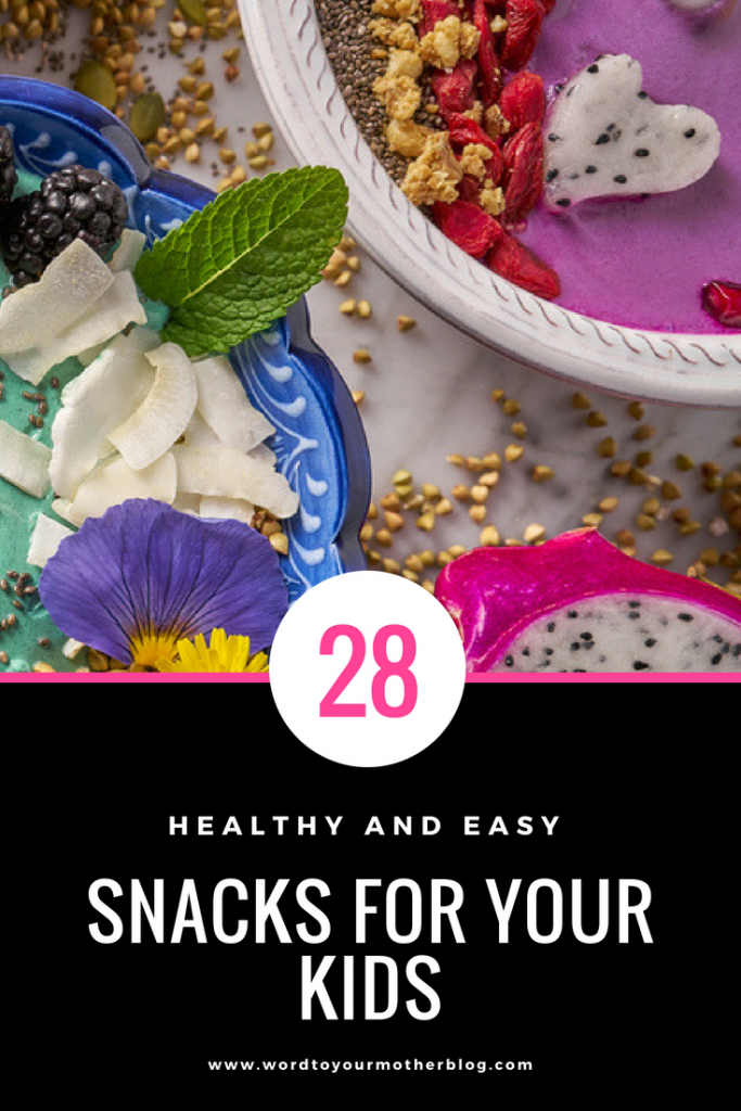 28 Healthy Snacks for Kids! Whether you're looking for easy healthy snacks for school, after-school snacks or on the go snacks for your picky eater this collection of 28 healthy snacks for kids has you covered! From quick & fun snack for lunch to no bake treats you’ll find a healthy snack idea for kids here! #cleaneatingsnacks #snacks #healthysnacks #healthyrecipes #kidfood #kidrecipes #easysnacks 
