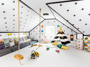 25 playroom ideas to inspire you to design a fun and organized playroom for your kids! From creative DIY decor, art and indoor play ideas to how to convert a nursery or bedroom to a playroom we’ve got you covered with awesome playroom ideas the entire family will love like this one from Chango & Co! #playroom #kidsroom
