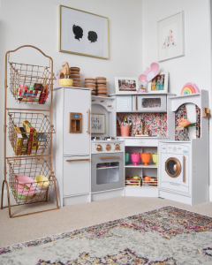 25 playroom ideas to inspire you to design a fun and organized playroom for your kids! From creative DIY decor, art and indoor play ideas to how to convert a nursery or bedroom to a playroom we’ve got you covered with awesome playroom ideas the entire family will love like this one from Hello, Baby Brown! #playroom #kidsroom