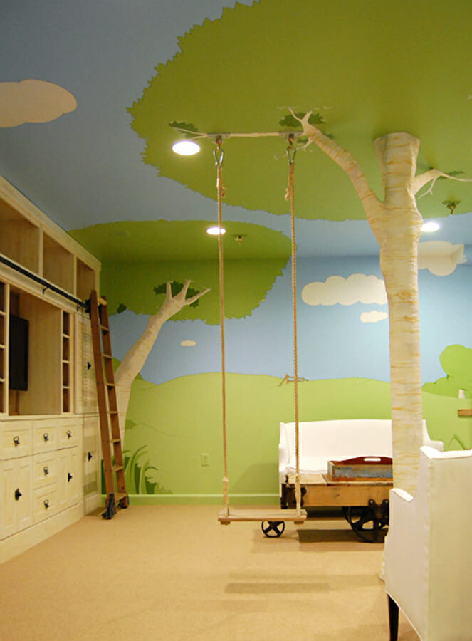 25 playroom ideas to inspire you to design a fun and organized playroom for your kids! From creative DIY decor, art and indoor play ideas to how to convert a nursery or bedroom to a playroom we’ve got you covered with awesome playroom ideas the entire family will love like this one from Thinkterior! #playroom #kidsroom
