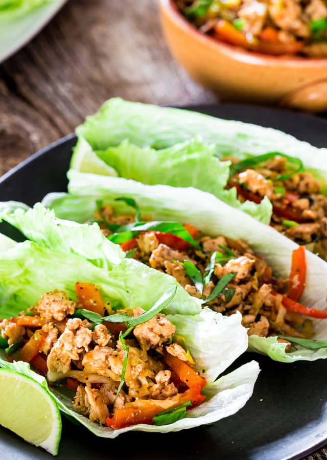 26 Keto Chicken Recipes Perfect For Busy Weeknights - Thai Chicken Lettuce Wraps Jo Cooks