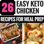 26 Easy Keto Chicken Dinner Recipes Perfect for Meal Prep Ketogenic chicken recipes! I’ve lost over 80 pounds on the keto diet & these are my favorite chicken recipes to meal prep! The low carb chicken casseroles are super easy to make ahead for my family & the crockpot recipes are perfect for weeknight meals! Whether you’re new to keto or a pro, you’ll find a new fave keto recipe to love in this collection! #keto #ketogenic #ketodiet #ketorecipes #ketogenicdiet #lowcarb #mealprep #crockpot