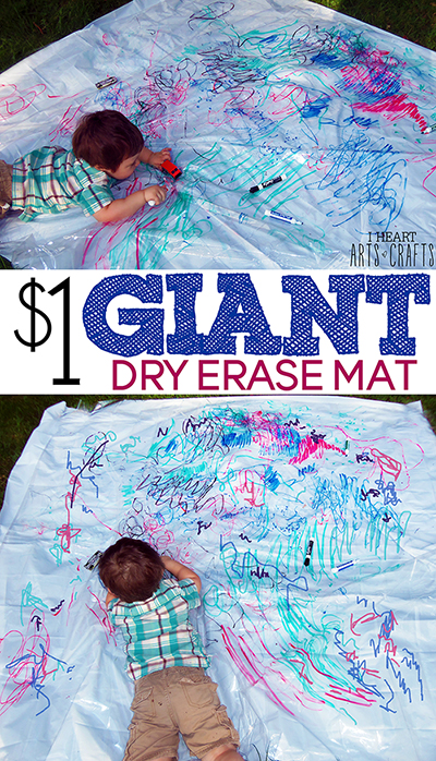28 Dollar Store Activities for Kids! Creative kids activity from the dollar store! $1 Giant Dry Erase Mat from I Heart Arts & Crafts 