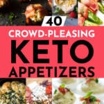 Keto Party Food! The best ever keto appetizer recipes to make your party low carb & fabulous! These keto diet recipes cover all the bases; meatballs, fat bombs, stuffed mushrooms, cream cheese dips, and bacon wrapped ketogenic recipes! If you’re on the keto diet, save this now for tailgates, holidays & the Super Bowl! All of the best keto party food in one place! #keto #ketorecipes #ketogenicrecipes #lowcarb #lowcarbrecipes #LCHF