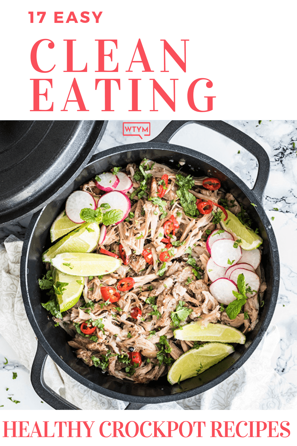 17 Healthy Crockpot Recipes | If you’re looking for clean eating crockpot recipes to add to your 21 Day Fix, Paleo, or Whole30 meal plan or need easy meal prep recipes for a clean eating diet then you’ll love these crockpot recipes! From the best clean eating chicken, beef, ground turkey and pork to hearty veggie filled soup recipes this collection of clean eating crockpot recipes is the best! #WTYM #healthy #crockpot #cleaneating #Paleo #Whole30