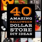 40 Dollar Store Halloween Decoration Ideas! Dollar Store DIYs for Halloween! It’s seriously easy to give those Dollar Tree pumpkins, skulls, crows & bugs a scary makeover & reinvent your home (inside & out) for Halloween! From fab wreaths & spooky spiders for the front door to centerpieces & apothecary jars & crafts to make with your kids these dollar store Halloween ideas are too awesome to miss! #Halloween #DollarStore #HalloweenDecorations #HalloweenDIY #HalloweenCrafts #crafts