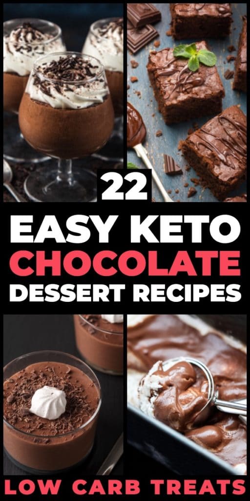 These keto recipes for dessert are the BEST! If you love chocolate and easy low carb recipes, then you’re going to love these ketogenic diet desserts! Whether you’re looking for fat bombs, cheesecake, mug cakes, chocolate mousse, keto brownies, or peanut butter chocolate dessert combos you’re covered! Did I mention the no-bake keto cheesecake & keto fudge with 4 net carbs? Wow! #ketorecipes #keto #lowcarb #lchf #ketodessert