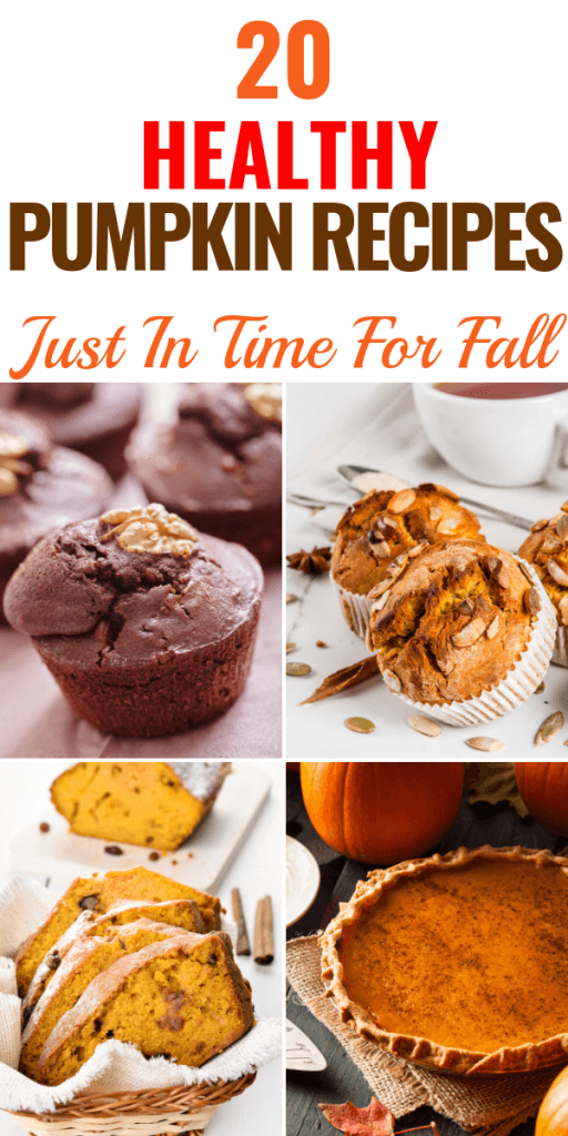 Looking for healthy pumpkin recipes? These clean eating pumpkin desserts, muffins, and appetizers are perfect for satisfying your sweet tooth without adding calories! Whether you’re looking for gluten-free, vegan, paleo or low carb pumpkin recipes, this collection of simple guilt-free treats won’t disappoint! #healthyrecipes #healthy #pumpkinrecipes #pumpkin #pumpkinspice #pumpkindesserts #pumpkinbread #cleaneatingrecipes #glutenfree #sugarfree #fallrecipes #holidayrecipes