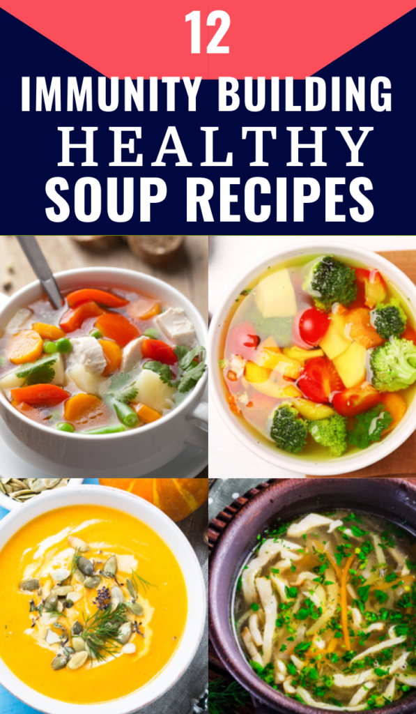 12 Immunity Boosting Soup Recipes Looking for healthy soup recipes to feel better fast? Check out these healthy, easy soup recipes that boost your health and keep you and your kids from getting sick! From chicken noodle to Dr. Oz’s soup recipes these clean eating, low-calorie soups are the best for your health! With vegetarian and dairy free options you can fix in the crockpot there’s an easy, healthy soup for everyone here! #healthyrecipes #souprecipeseasy #crockpot #detox #cleaneating 
