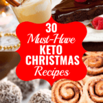 30 Keto Christmas Recipes! The best low carb Christmas recipes for the feast of your dreams! Lose weight during the holidays with the best Christmas food on the keto diet! From green beans to sugar cookies and eggnog, friends and families will love these low carb, keto Christmas recipes! #keto #ketorecipes #lowcarb #Christmasrecipes