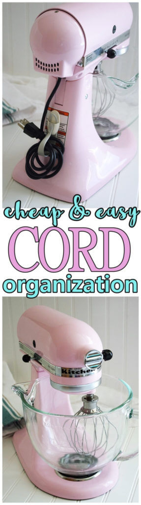 I’m always looking for easy kitchen organization ideas, and these DIY budget-friendly tips are genius! Love this cheap and easy cord hack from Dreaming in DIY! #kitchentips #kitchenideas #organization #organizationideas 