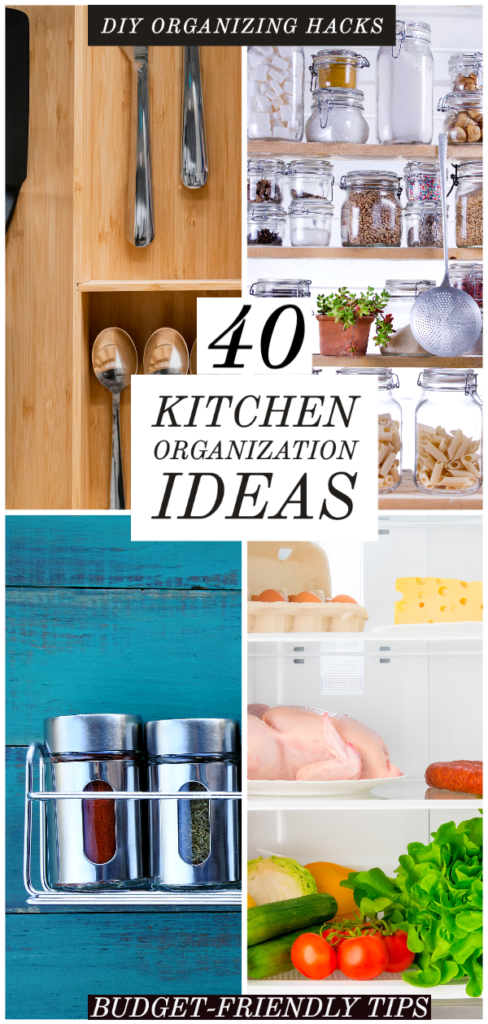 40 Incredibly Clever Hacks To Organize Your Kitchen On A Budget.Organize your kitchen with these 40 DIY kitchen organization hacks on the cheap! Find clever ideas to restore order to your kitchen cabinets, fridge, countertops, drawers, pantries, spice cabinets & more! Check out the dollar store hacks & ingenious methods to organize your kitchen on a tight budget! Don’t miss the kitchen organization tips for small spaces: they’re brilliant! #kitchenorganization #organization #diyorganization