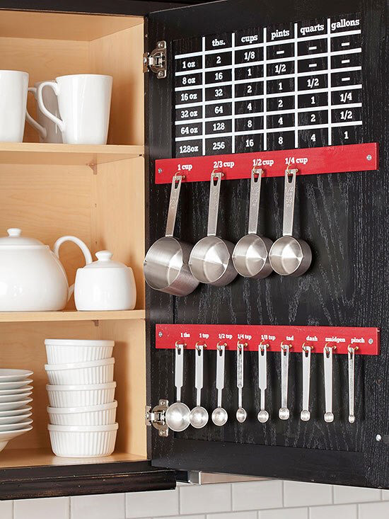 I’m always looking for easy kitchen organization ideas, and these DIY budget-friendly tips! How’s this for organized? A conversion chart on your cabinet door via Infarrantly Creative! #KitchenOrganization #KitchenOrganizationDIY #kitchentips #kitchenideas #organization #organizationideas 