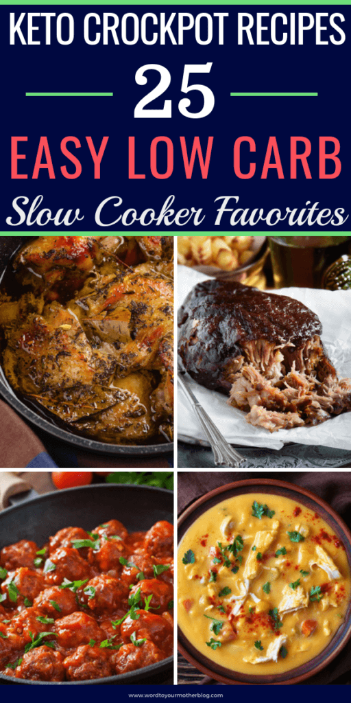 25 keto crockpot recipes | 25 Keto Crockpot Recipes! These slow-cooking keto crockpot recipes for dinner make clean eating on the keto diet easy! And there’s tons of variety from healthy keto crockpot chicken, beef, roasts, and pulled pork to low carb soups and chilis plus vegetarian recipes with cabbage and mashed cauliflower that are divine! Don’t miss these keto crockpot recipes! #keto #ketogenic #ketodiet #ketogenicdiet #ketorecipes #crockpot #crockpotrecipes #lowcarb