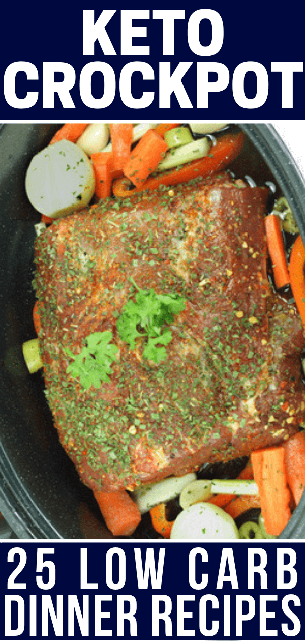 25 Keto Crockpot Recipes! These slow-cooking keto crockpot recipes for dinner make clean eating on the keto diet easy! And there’s tons of variety from healthy keto crockpot chicken, beef, roasts, and pulled pork to low carb soups and chilis plus vegetarian recipes with cabbage and mashed cauliflower that are divine! Don’t miss these keto crockpot recipes for weight loss! #keto #ketogenic #ketorecipes #crockpot #crockpotrecipes #lowcarb