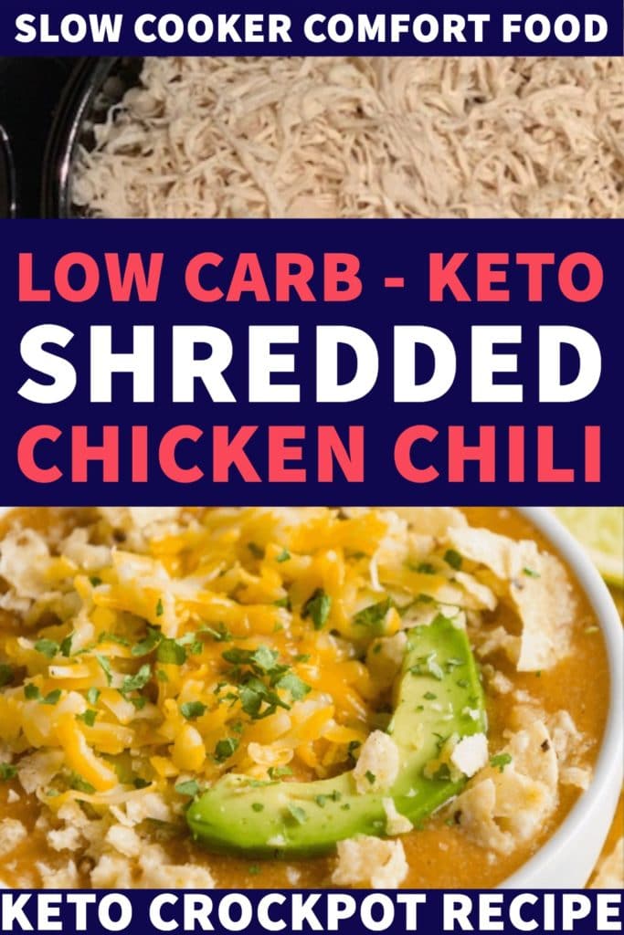 Looking for a keto dinner recipe that’s low carb high in flavor & easy to prep for the crockpot? This Keto Crockpot White Chicken chili is the best! Only 6 carbs & easy to make ahead & freeze! Everyone will love this easy keto recipe that’s perfect for ketogenic diet beginners-no special ingredients necessary! You can’t beat a slow cooking keto meal made easy in the crockpot! Yum! #keto #ketogenic #ketodiet #ketogenicdiet #ketorecipes #lowcarb #LCHF #crockpot #crockpotrecipes