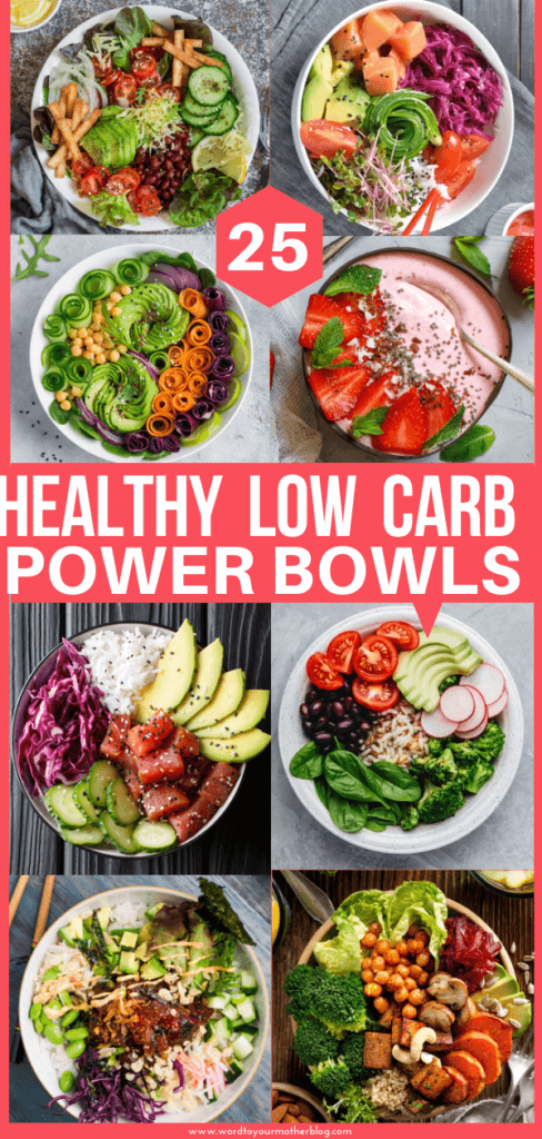 25 healthy power bowl recipes for breakfast, lunch, and dinner! These low carb keto-friendly power bowl recipes are easy and perfect for meal prep! Add these keto recipes to your weekly meal plan & lose weight while enjoying the best high protein bowls with chicken, salmon, beef, & pork! Whether you’re looking for Mexican, Greek, or Asian inspired power bowls, you’ll find a new favorite low carb, healthy recipe here! #lowcarb #lowcarbrecipes #ketorecipes #keto #healthyrecipes