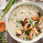 Keto Cream of Mushroom Soup | Looking for an easy low carb cream of mushroom soup recipe that’s ketogenic & Atkins diet approved? Check out this keto cream of mushroom soup recipe! This rich & creamy low carb mushroom soup is simple & delicious! Indulge in the ultimate comfort food guilt-free! I’ve tried many keto soup recipes, but this low carb cream of mushroom soup is the best! Only 4.4 net carbs per serving! #keto #ketorecipes #lowcarbrecipes #WTYM