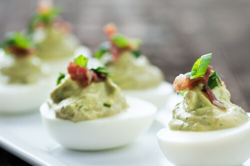 The Best Keto Deviled Eggs With Avocado: Low Carb Guacamole Stuffed Eggs With Bacon