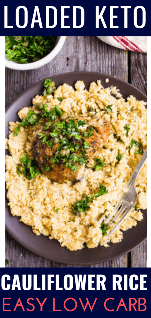 Easy Keto Cauliflower Rice! Delicious, creamy & healthy low carb cauliflower rice makes dinner meals complete! Make this easy keto recipe tonight & prepare to be amazed! Keto cauliflower rice is super easy to prep & is the perfect low carb side dish with only 2 carbs! Find out how to make it with your food processor to save time! #keto #ketorecipes #lowcarbrecipes #healthy