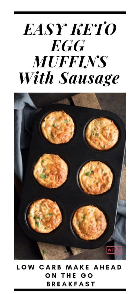 Easy Keto Breakfast Muffins! If you’re on the keto diet, you’ll love this super easy make-ahead breakfast recipe perfect for meal prep! These low carb, high protein keto egg muffins with sausage, cheese & veggies have less than 2 net carbs, freeze beautifully & make great on the go keto breakfasts or snacks! Great recipe for beginners! #keto #ketorecipes #lowcarb #makeahead #breakfast