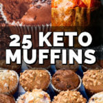 25 Easy Keto Muffin Recipes! The best easy keto breakfast recipes on the go! 25 of the best keto breakfast muffins made with almond, coconut flour & cream cheese in all your favorite sweet & savory flavors: blueberry, chocolate, cinnamon, banana, pumpkin, zucchini, strawberry & lemon! Plus, keto egg muffins with cheese, sausage and low carb veggies! If you’re on the ketogenic diet, these are the easy low carb breakfast muffins you need to start your day! #keto #ketorecipes #lowcarb