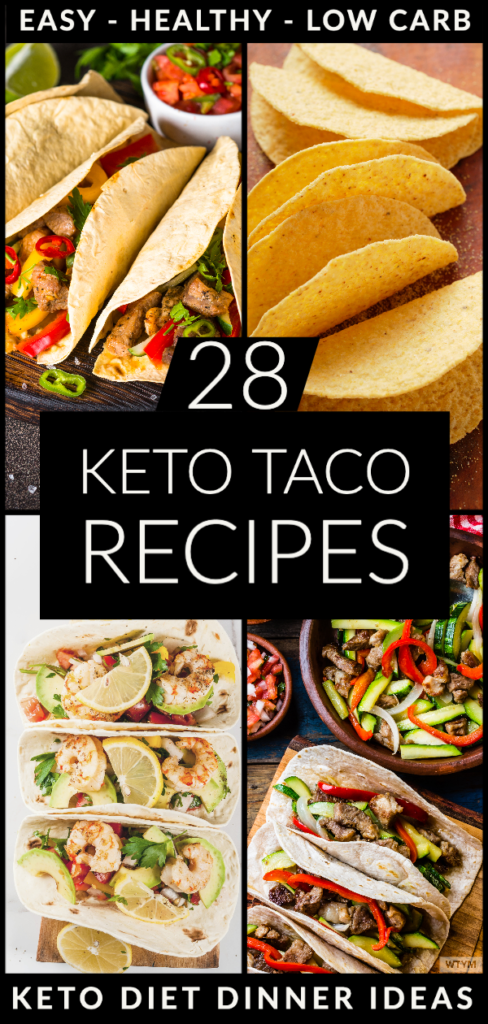 If you’re following a low carb or keto diet you’ll love these healthy, low carb keto taco recipes! This collection of keto Mexican recipes is full of the best keto taco shell recipes, wraps, taco salads, and taco casseroles that make dinner easy. With tons of variety from keto tacos with beef, ground turkey, chicken and shrimp you’ll find a new keto Mexican recipe here to support your weight loss goals! #ketorecipes #keto #lowcarb #ketotacos #healthytacos #tacorecipes #tacorecipe #tacos

