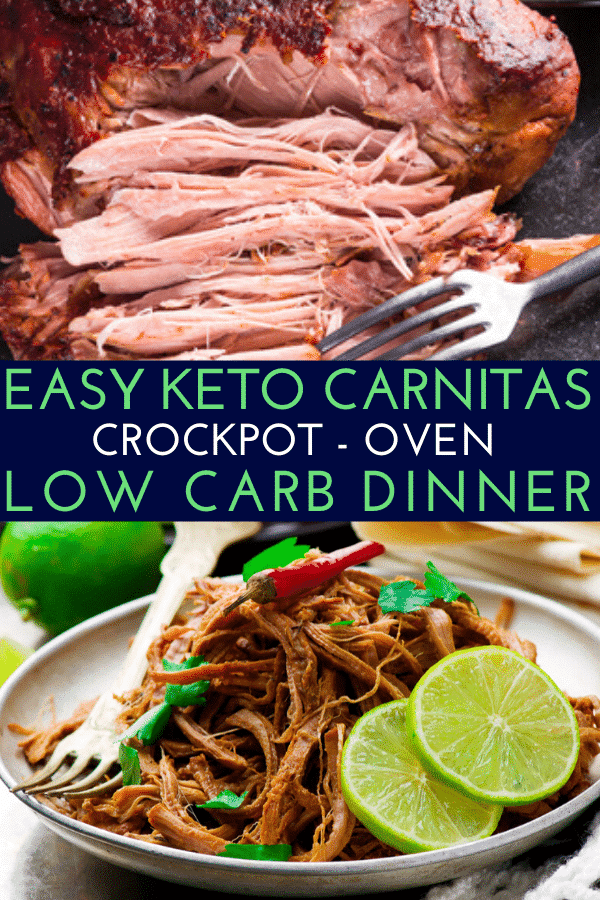 Looking for a keto dinner recipe that’s low carb high in flavor & easy to prep for your crockpot? Check out this Keto Crockpot Carnitas recipe! Authentic pulled pork with 5 net carbs! Everyone will love this easy keto recipe that’s perfect for ketogenic diet beginners-no special ingredients necessary! You can’t beat a slow cooking keto meal made easy in the crockpot! #keto #ketocarnitas #ketorecipes #ketodinner #lowcarb #lowcarbrecipes #crockpot #crockpotrecipes #InstantPot #slowcooker