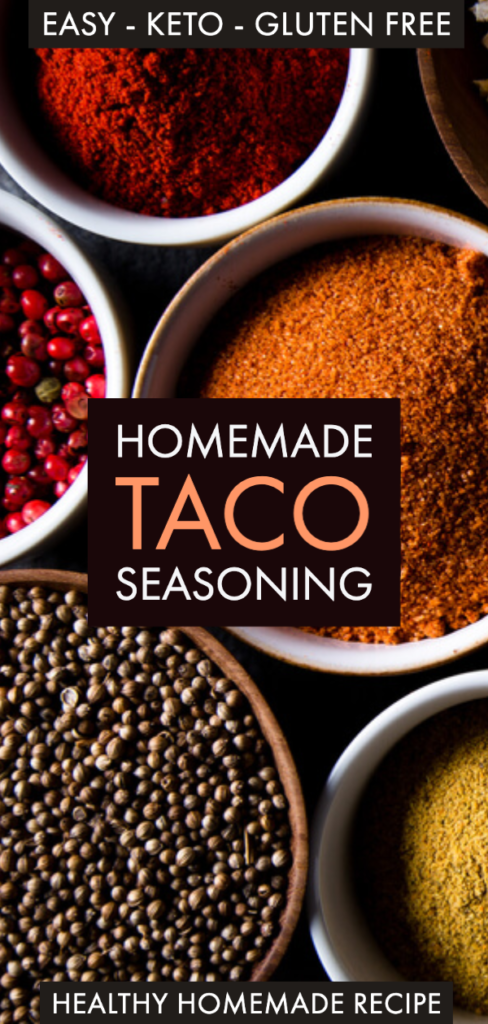 Easy Homemade Taco Seasoning Recipe | A simple recipe for homemade taco seasoning that’s keto, low carb, sugar free, & gluten free! Make taco night healthy with this budget-friendly 5 mintute keto-friendly taco seasoning! #tacoseasoning #keto #glutenfree #lowcarb  
