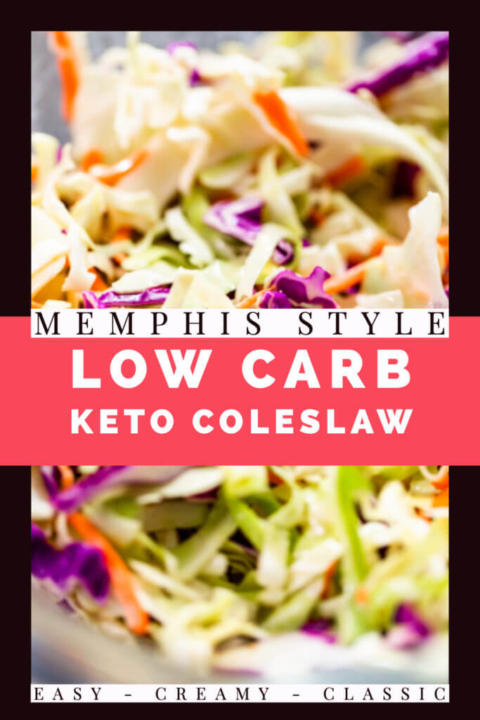 Memphis Style Keto Coleslaw | How to make the perfect low carb coleslaw side dish! Find out the secret to making homemade crispy keto coleslaw that’s low carb, sugar-free & perfect for the keto diet! This classic creamy keto coleslaw recipe with mayo has only 3.2 net carbs & all the flavor of the traditional Southern recipe! Get the secret to making the perfect coleslaw & this easy keto coleslaw recipe for your next BBQ or summer cookout here! #keto #lowcarb #coleslaw #sidedish 