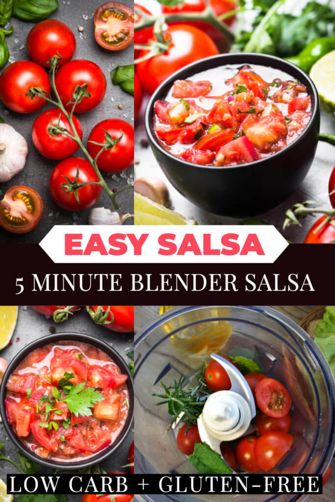 Best Easy Homemade Blender Salsa | Made with fresh tomatoes this easy homemade salsa recipe comes together quick in the blender or food processor! Say goodbye to canned salsa & hello to healthy taco Tuesdays with an authentic tasting homemade salsa that’s low carb, gluten-free & clean eating! 
