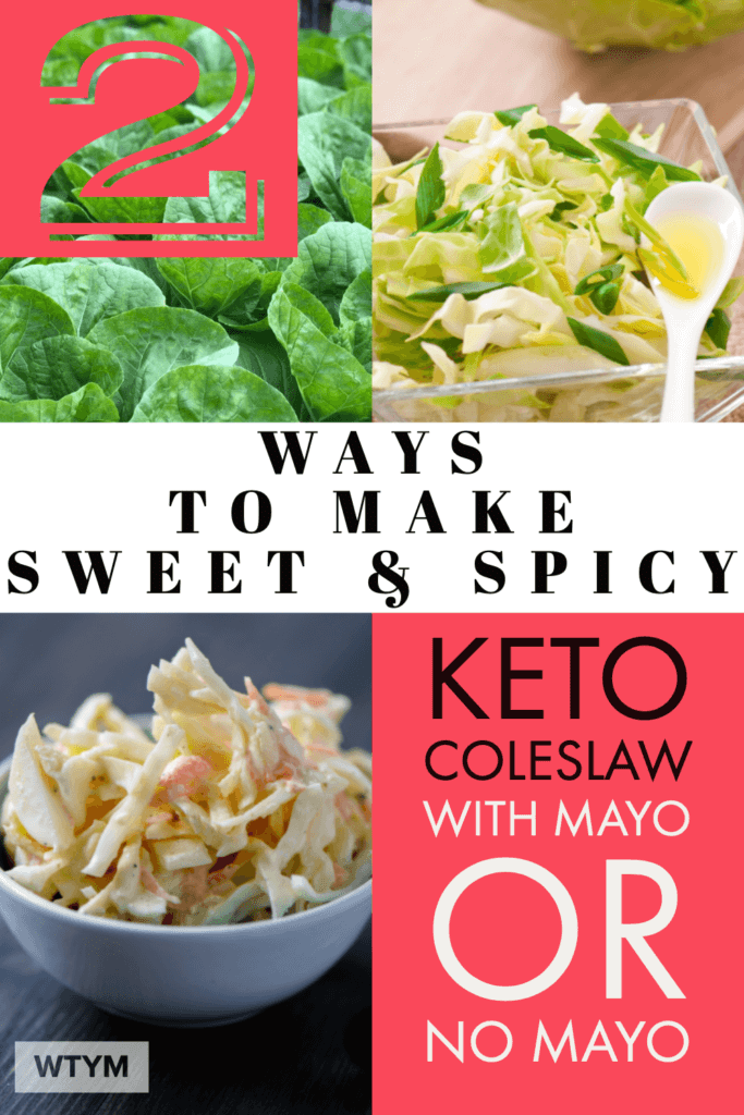 Sweet & Spicy Keto Coleslaw: 2 Ways To Make The Perfect Low Carb Slaw | The must have low carb, keto side dish for summer is this keto coleslaw recipe! With two easy recipes, one with mayo & one without, you can’t go wrong with this sweet & simple keto coleslaw with no sugar added! Sour cream, ranch seasonings, jalapenos & cilantro bring a flavorful kick to this healthy coleslaw recipe! #keto #ketorecipes #lowcarb #coleslaw #sidedish