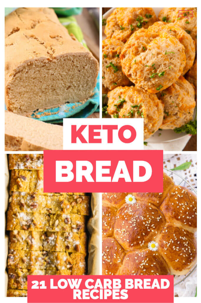21 Keto Bread Recipes | What kind of bread is low carb & keto diet friendly? Take your pick from these 21 keto bread recipes! Make magic happen with almond flour, coconut flour, Fathead dough & cream cheese to create low carb versions of your favorite must-have breads! From keto bread for sandwiches to low carb hamburger buns, dinner rolls, microwave cloud bread & keto bagels this collection of keto bread recipes has all your cravings covered!