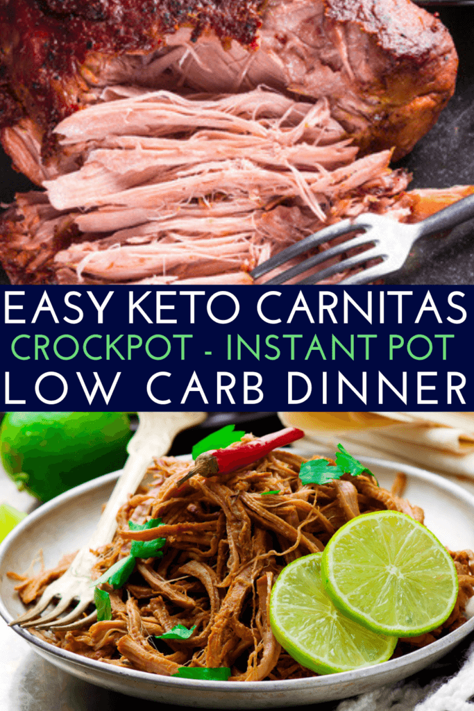 Keto Crockpot Carnitas | Looking for an easy keto dinner recipe that’s budget friendly? This low carb carnitas recipe transforms pork into a keto-friendly family dinner with authentic Mexican flavor! Whether you’re looking for Mexican keto recipes for your pressure cooker quick or slow cooking crockpot recipes for meal prep day this keto carnitas recipe will not disappoint with only 5 net carbs per serving! #keto #ketorecipes #crockpot #InstantPot