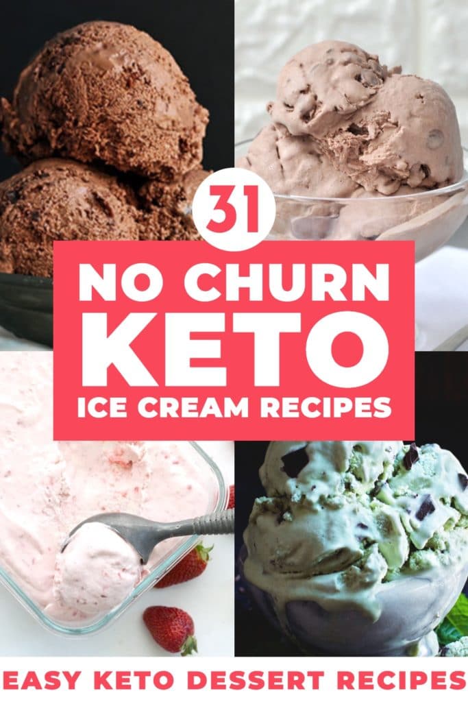 31 Keto Ice Cream Recipes. The best keto dessert recipes! If you’re on a low carb keto diet, you’ll love these easy low carb, no churn keto ice cream recipes in all your favorite flavors: vanilla, chocolate, strawberry, coffee, peanut butter, mint chocolate chip, & more! Keto Ice Cream makes a perfect healthy keto dessert for a crowd & it’s easy to make even if you’re a beginner! Don’t miss this collection of keto ice cream recipes & low carb frozen treats! #keto #ketorecipes #lowcarb #icecream