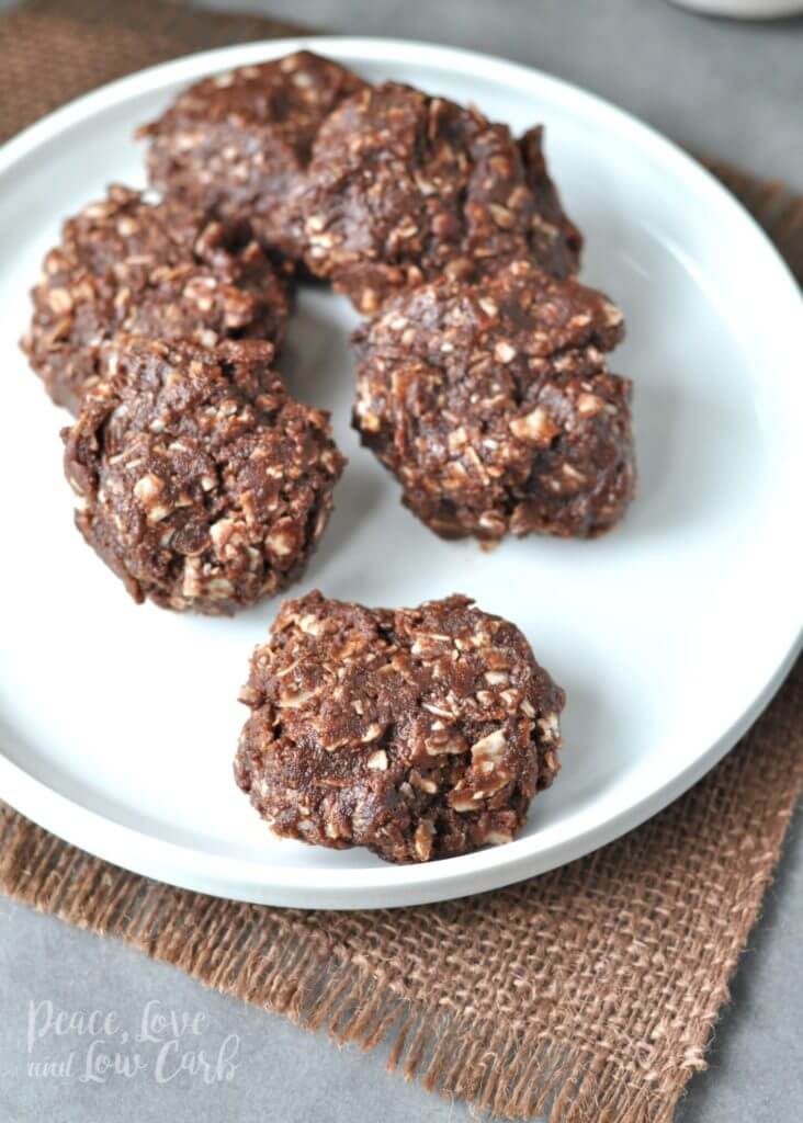 Easy Keto Chocolate Peanut Butter Cookies via Peace, Love and Low Carb