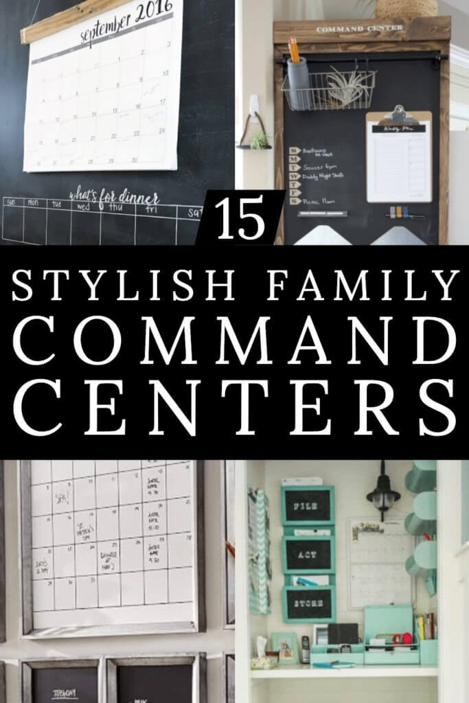 A family command center is a perfect way to organize a busy family! These DIY family command center ideas help you organize and keep track of your mail, calendars, kid’s homework, backpacks, and school papers! Get your house and life organized for back to school now with these family command centers & wall calendars for your kitchen or office! #commandcenter #organization #organizationideas #organizing #declutter