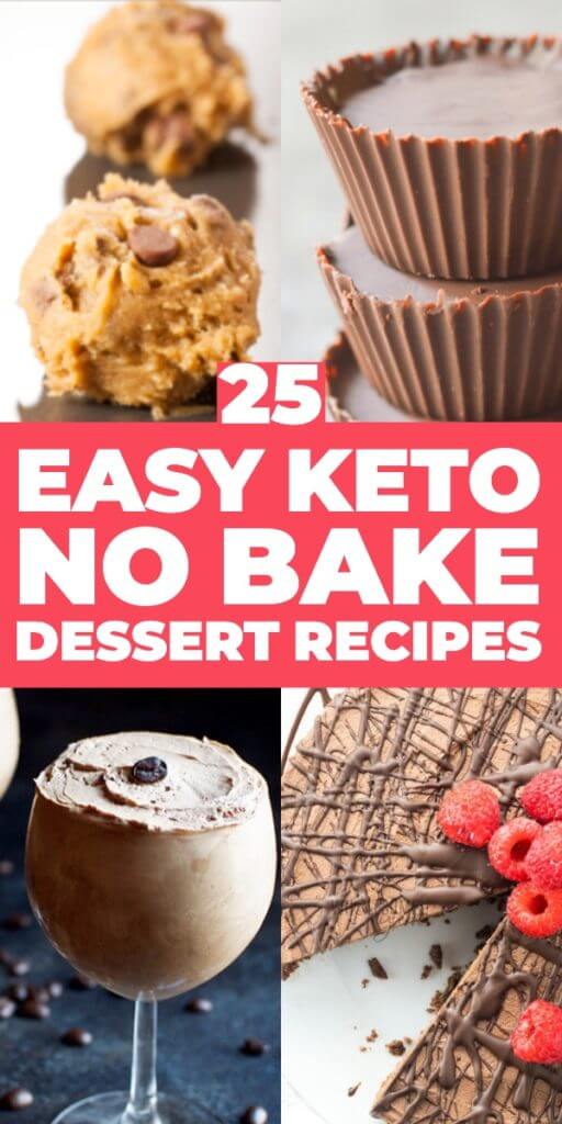 25 No Bake Keto Desserts. Looking for easy no bake low carb dessert recipes to help you lose weight and satisfy your sweet tooth? Check out this collection of no bake keto dessert recipes with peanut butter, cream cheeses, almond flour, coconut, and chocolate! You won’t believe these sugar-free, gluten-free recipes are low carb! #keto #ketodiet #ketodessert #lowcarb #lowcarbdiet #lowcarbdesserts #ketosis #ketorecipes #lowcarbrecipes #nobake