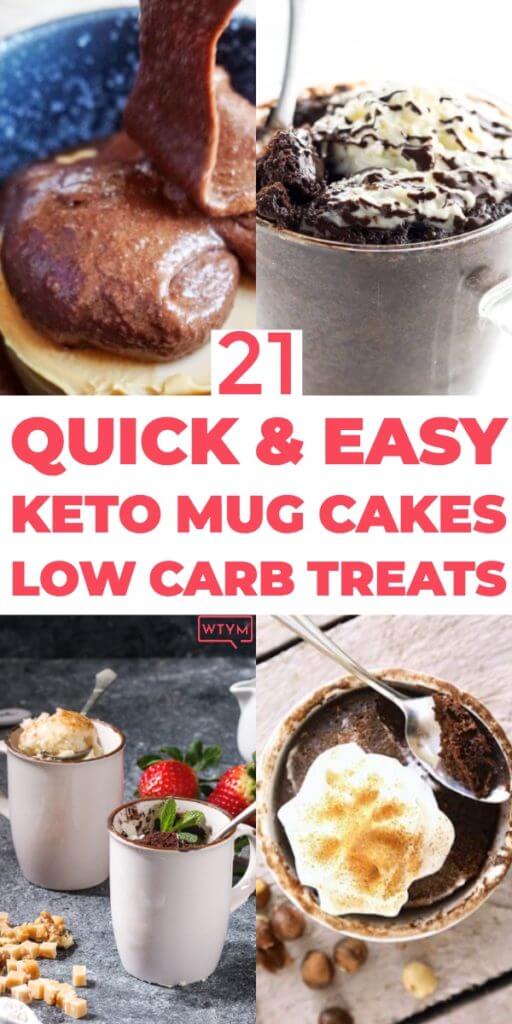21 Keto Mug Cake Recipes. Looking for easy keto dessert recipes? These keto mug cake recipes will curb cravings in minutes! Made with almond & coconut flour these keto mug cakes are the best keto desserts for weight loss! With flavors like chocolate, vanilla, red velvet, strawberry, berry, lemon, carrot, caramel, cinnamon, and pumpkin you'll find a new favorite low carb dessert in this collection of keto mug cake recipes! #keto #ketorecipes #ketomugcake #lowcarbmugcake #mugcakes #ketodesserts
