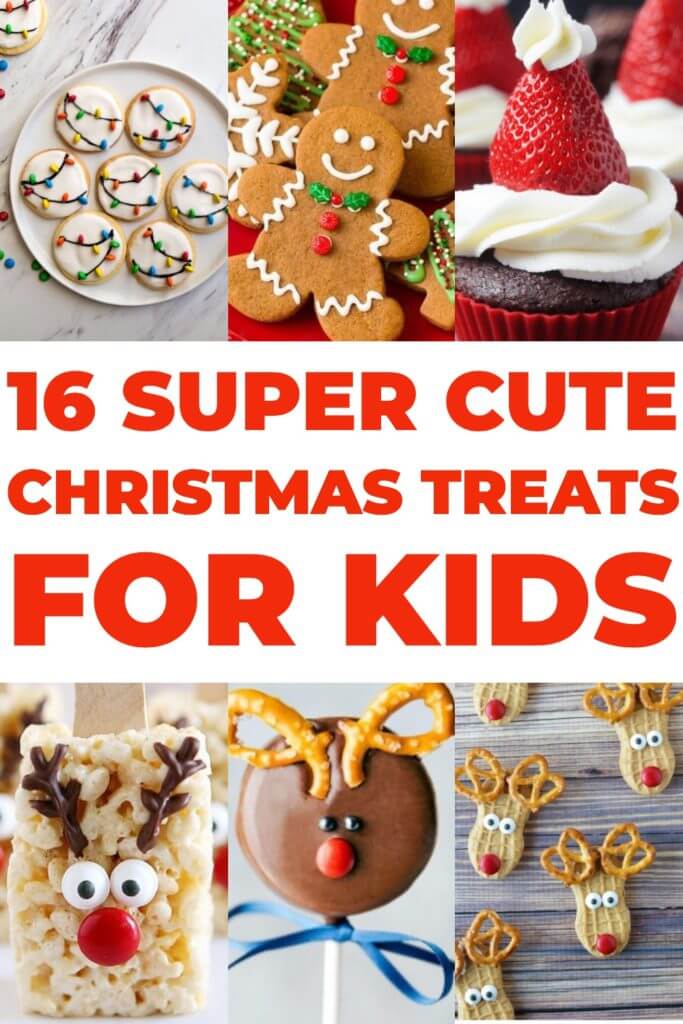 Christmas Treats Kids Can Make! Check out these easy recipes for Christmas desserts that are cute & simple enough for kids! From gingerbread houses & reindeer rice krispie treats to cookies & cupcakes these Christmas recipes are perfect for kids to give as gifts, for school parties, cookie swaps or to enjoy with family! Don’t miss these Christmas treats for kids! #Christmascookies #holidayrecipes #Christmastreats #Christmas