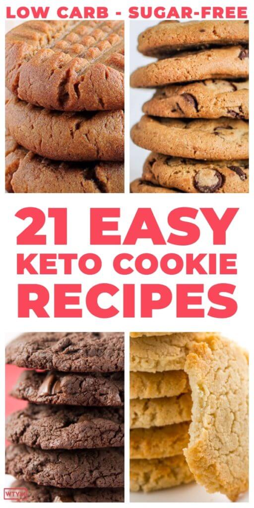 21 Keto Cookies! If you’re looking for easy, low carb treats with peanut butter, chocolate & cream cheese then check out these keto cookie recipes! I’ve been on the ketogenic diet for six years & these keto dessert recipes are legit! Whether you’re into almond flour or coconut, bake or no-bake - you’ll find a new favorite keto cookie here! Perfect for the holidays or any day! #keto #ketorecipes #lowcarb #sugarfree #sugarfreedesserts 
