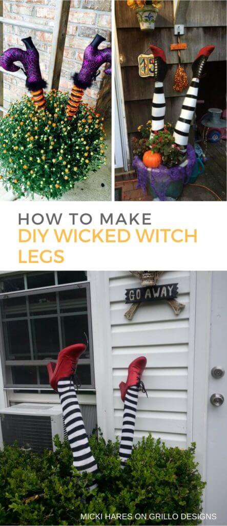 40 Stunning Dollar Store Halloween Ideas - Wicked Witch Legs - Grillo Designs 