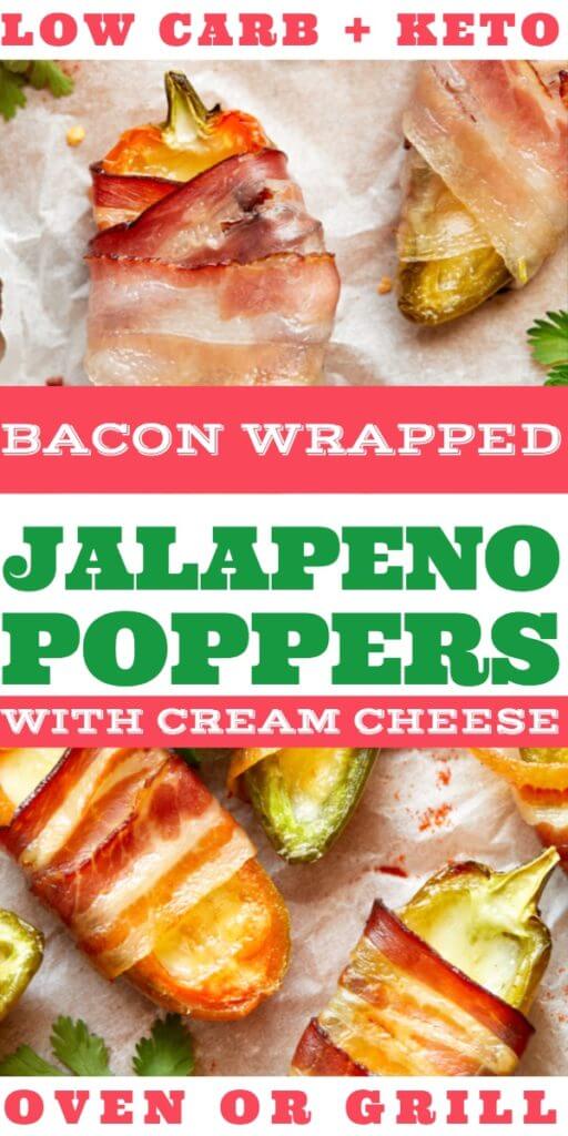 This bacon-wrapped low carb, Keto Jalapeno Poppers recipe doubles as a savory fat bomb and appetizer. Perfect for game day or the holidays, you can make this easy keto recipe with cream cheese and cheddar cheese in the air fryer, grill or oven! You don’t have to be on a low carb ketogenic diet to love these bacon wrapped Jalapeno poppers! #jalapeno #jalapenopoppers #lowcarb #lowcarbjalapenonpoppers #keto #ketorecipes 