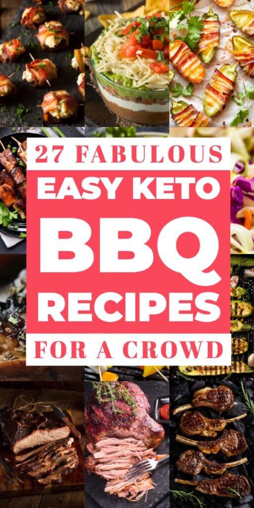 27 Keto BBQ Recipes! Looking for low carb recipes for a cookout, party or summer BBQ? You need these keto diet recipes! From the best side dishes to mains cooked on the grill to crowd pleasing appetizers these low carb recipes are perfect for summer parties! Burgers, ribs, steak, brisket & shrimp seasoned with sugar-free dry rubs & sauces making them perfectly delicious & ketogenic! Don’t miss these easy keto BBQ recipes! #keto #ketorecipes #lowcarb #grill #grilling #BBQ #ketogrill #onthegrill