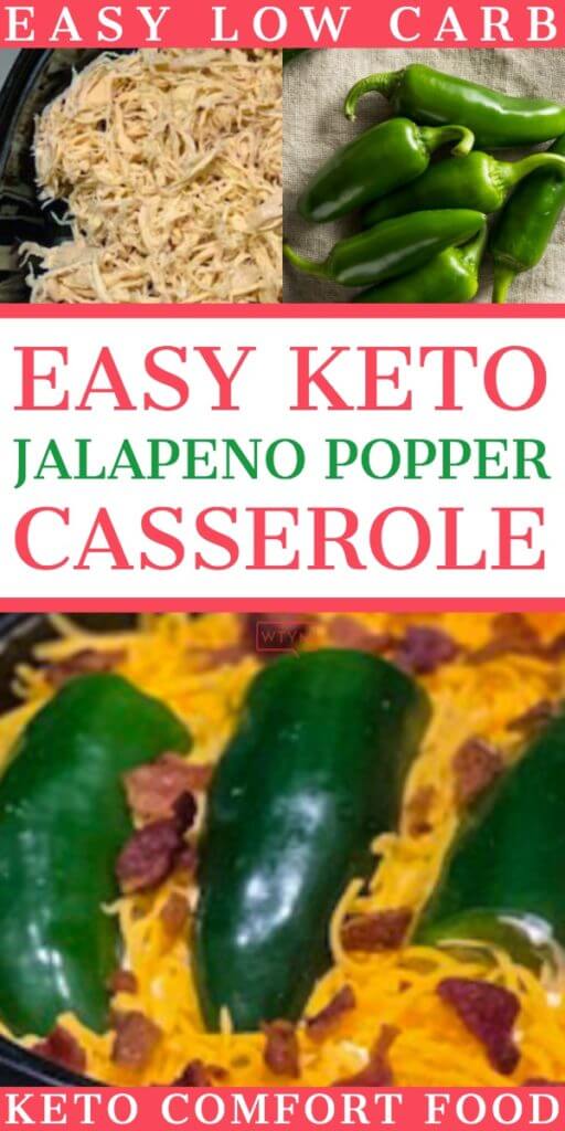  Need an easy keto casserole for dinner? Check out this amazing low carb Jalapeno Popper Chicken Casserole Recipe! Shredded chicken, cream cheese, cheddar & bacon combined to make an easy keto dinner recipe with 4.3 net carbs! My favorite keto comfort food recipe! Dinner in 30 Minutes! #keto #ketorecipes #ketodinner #lowcarb #casserole #Jalapeno #JalapenoPopper #chicken #dinner 