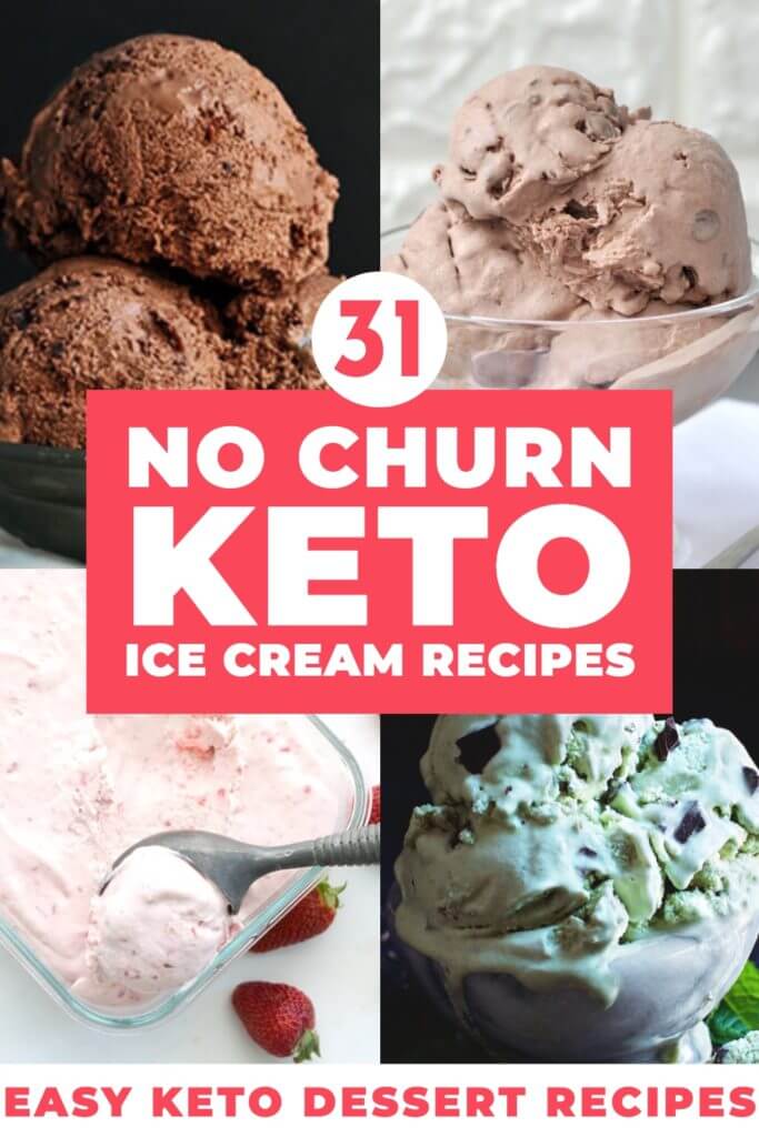 31 Keto Ice Cream Recipes. The best keto dessert recipes! If you’re on a low carb ketogenic diet, you’ll love these easy low carb, no churn keto ice cream recipes in all your favorite flavors: vanilla, chocolate, strawberry, coffee, peanut butter, mint chocolate chip, & more! Keto Ice Cream makes a perfect healthy keto dessert for a crowd & it’s easy to make even if you’re a beginner! Don’t miss this collection of keto ice cream recipes & low carb frozen treats! #keto #ketorecipes #lowcarb #icecream