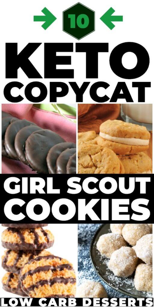 Need an easy keto dessert recipe? These are the BEST Keto Girl Scout Cookies you can enjoy on the ketogenic diet! Low carb peanut butter, Thin Mints, Samoas, Chocolate Chip & more gluten free cookie recipes! Indulge in these healthy Keto Copycat Girl Scout Cookies guilt free, keep losing weight & find a new favorite keto cookie recipe for dessert! The Thin Mints are my favorite keto dessert! #keto #ketorecipes #GirlScoutCookies #ketodessert #lowcarbdessert #KetoCookies