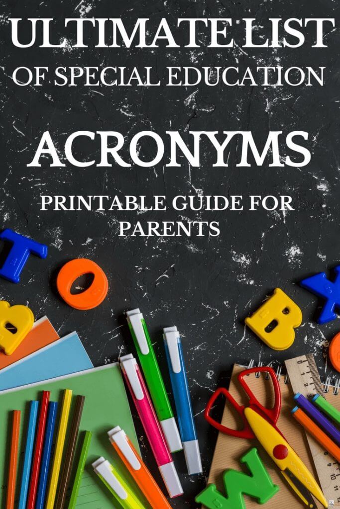 Finding special education resources is often difficult. As a parent of a child with autism, I have struggled to find the right tools to help my son. This free printable will help parents looking for information about special education acronyms. They are like a foreign language, but they must be mastered in order to navigate the IEP meeting and communicate effectively with teachers and administrators. If you’re the parent of a child with autism or other special needs, then you need this ultimate list of special education acronyms!