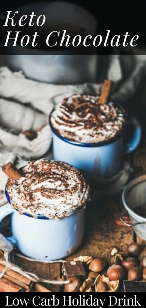 Keto Hot Chocolate Recipe. This fabulous keto hot chocolate recipe takes 10 minutes to make, and is the ultimate cozy winter drink! Add this sugar-free, low carb keto hot chocolate to your holiday party lineup ASAP! This hot cocoa tastes like Christmas in a cup! #keto #ketorecipes #lowcarb #lowcarbrecipes #hotchocolate #chocolate #hotcocoa #Atkins #HolidayRecipes #KetoChristmas #lowcarbChristmas